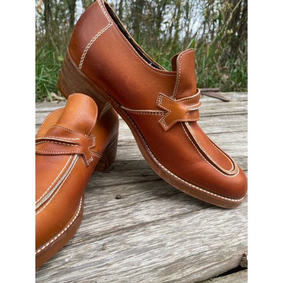 Vintage 1970s Mens Pedwin Leather Platform Stacked Heel Loafer Shoes 8.5D main image 14